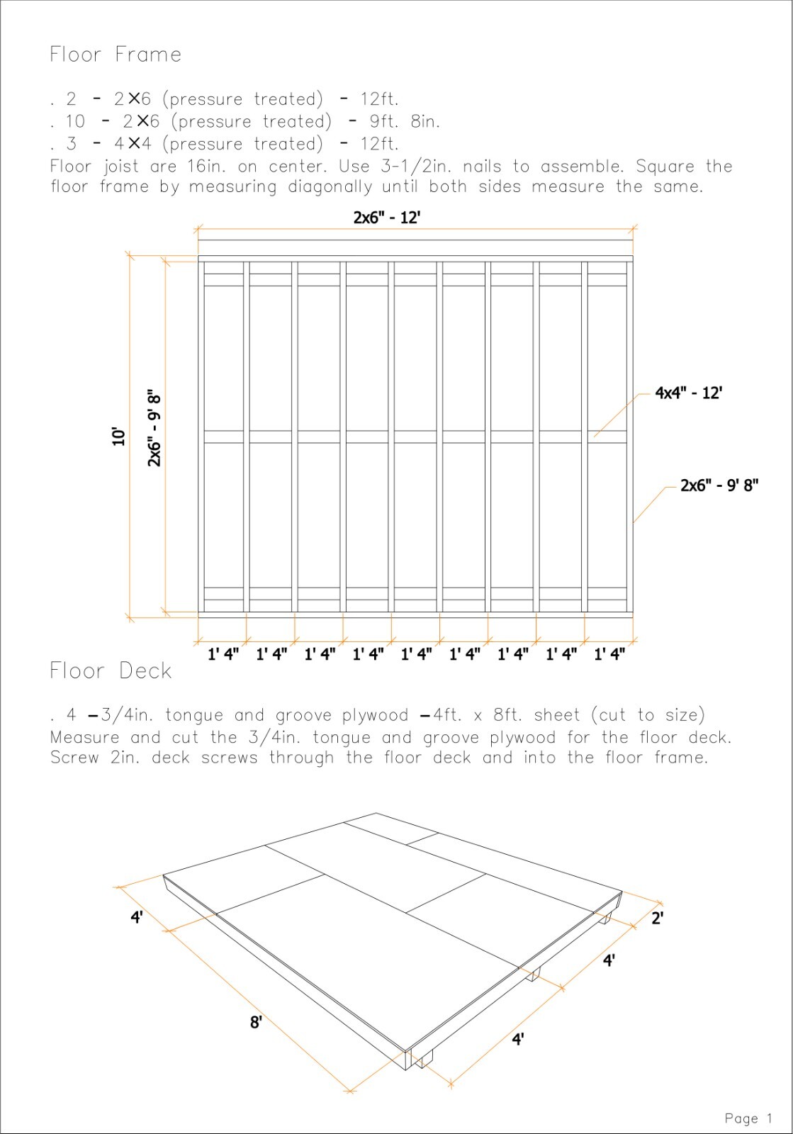 10×12 Learn to Shed Plan (PDF Plans and A4 Hard Copy)