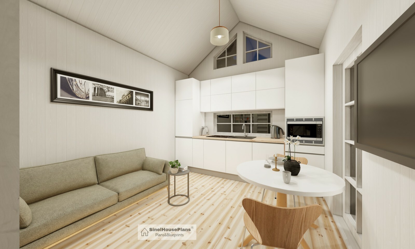 12’x28′ Cabin House Plans / Two-Bedroom Tiny house with Loft / 455 SF Building