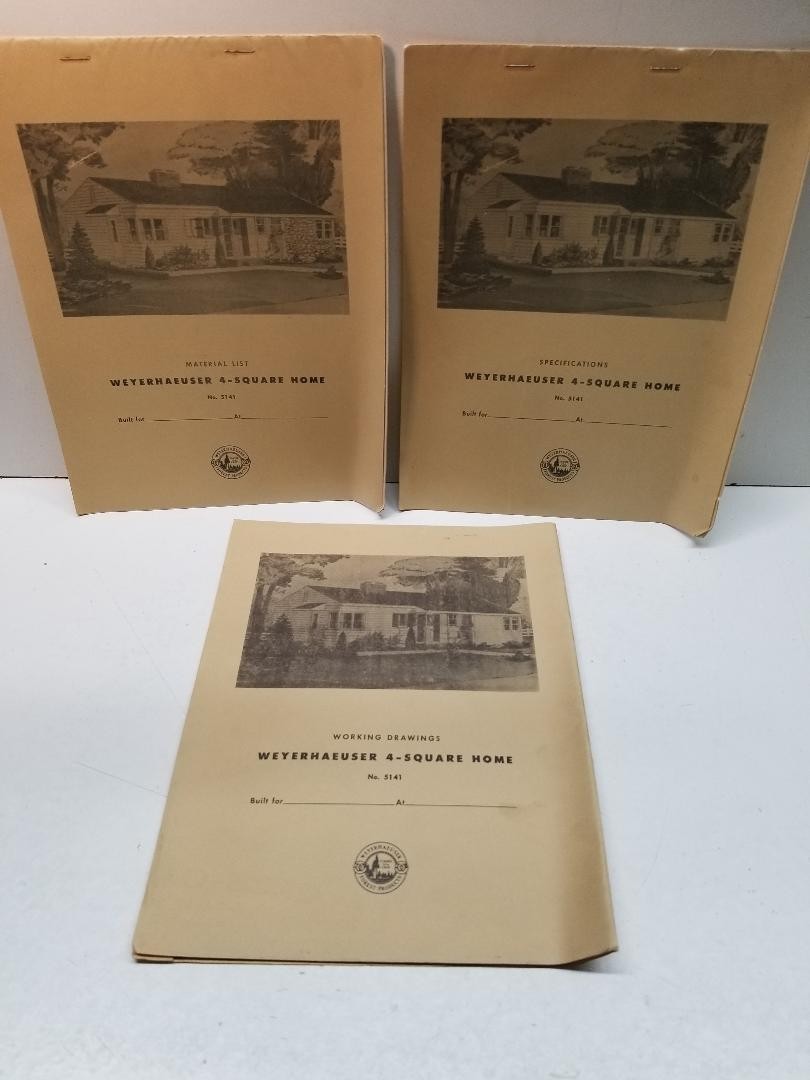 WEYERHAEUSER 4-SQUARE HOME DESIGN PLANS No 5141 COMPLETE 1950s ARCHITECTURE