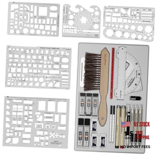 30PCS Professional Drafting Tools & Geometry Set with Case, Architect 30 PCS