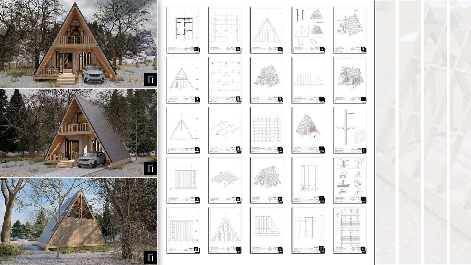 800SF Tiny House Cabin Plans – Blueprints – Modern, Bathroom and Loft