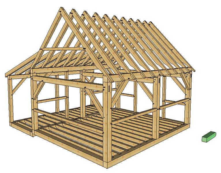 Timber Frame Cabin PRINTED Plans 16’x20′ w/porch 2 doors, plans on 8 1/2×11 new