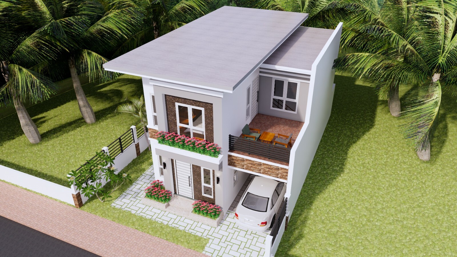 Small House Plan 23×33 Feet 7×10 Meter 4 Beds 3 Baths Flat Roof (A4 Hard Copy)