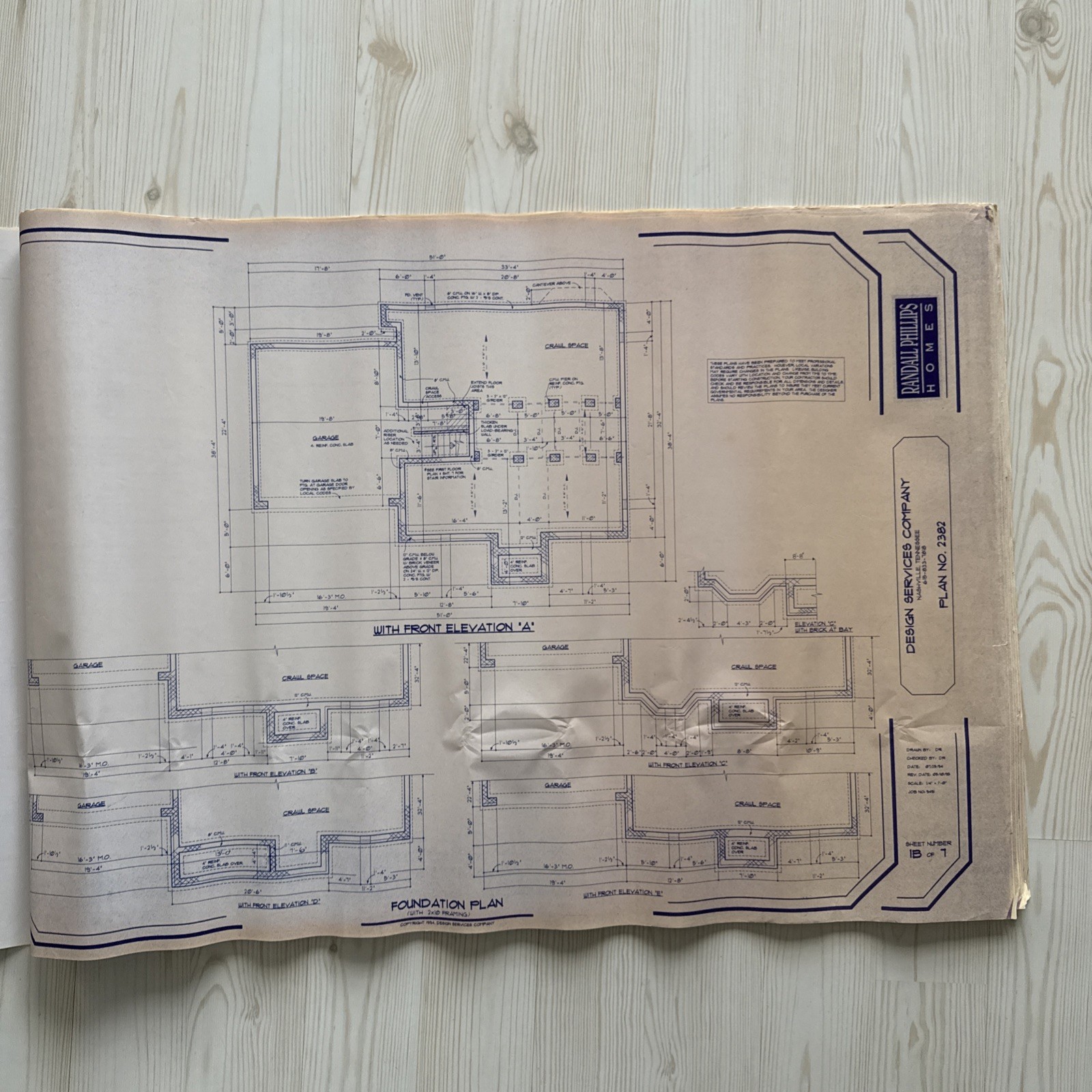 2-Story Colonial Gable-Front House 3 Bed 2.5 Bath 14page ORIGINAL Blueprint 1994