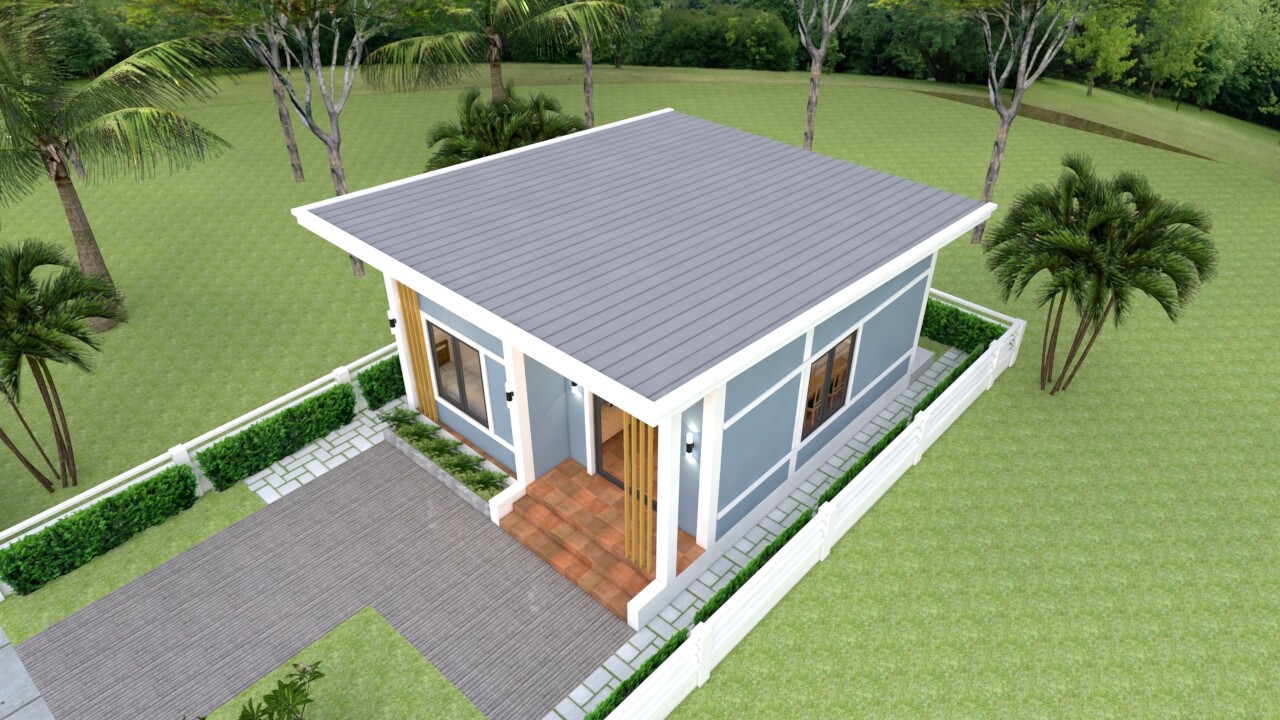 Small House Design 6×7 Meter 20×23 Feet 2 Beds 1 Bath Shed Roof (A4 Hard Copy)