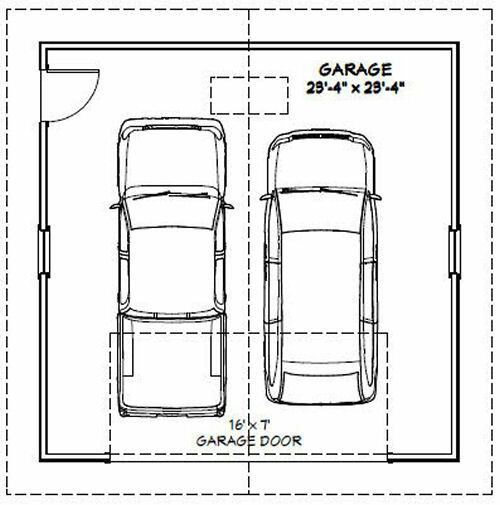24×24 2-Car Garage — 576 sqft — 8ft Walls — PDF Floor Plan — Model 1E