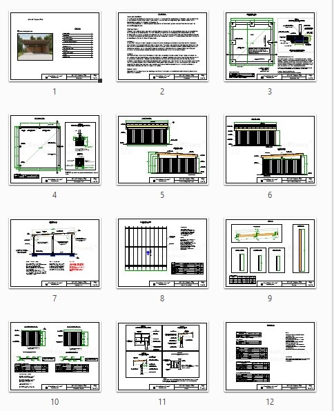 Carport Plans, 20’x20′ Modern Two Car Garage Pavilion Blueprints