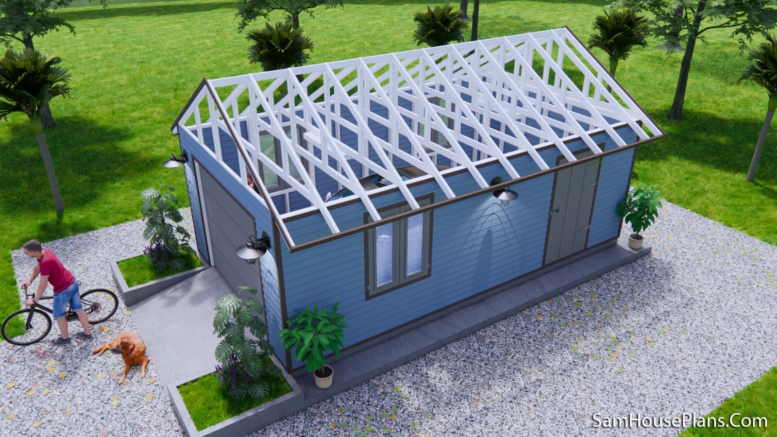 13×23 Feet 4×7 Meter 1 Car Garage Shed Plan PDF Plans (A4 Hard Copy)