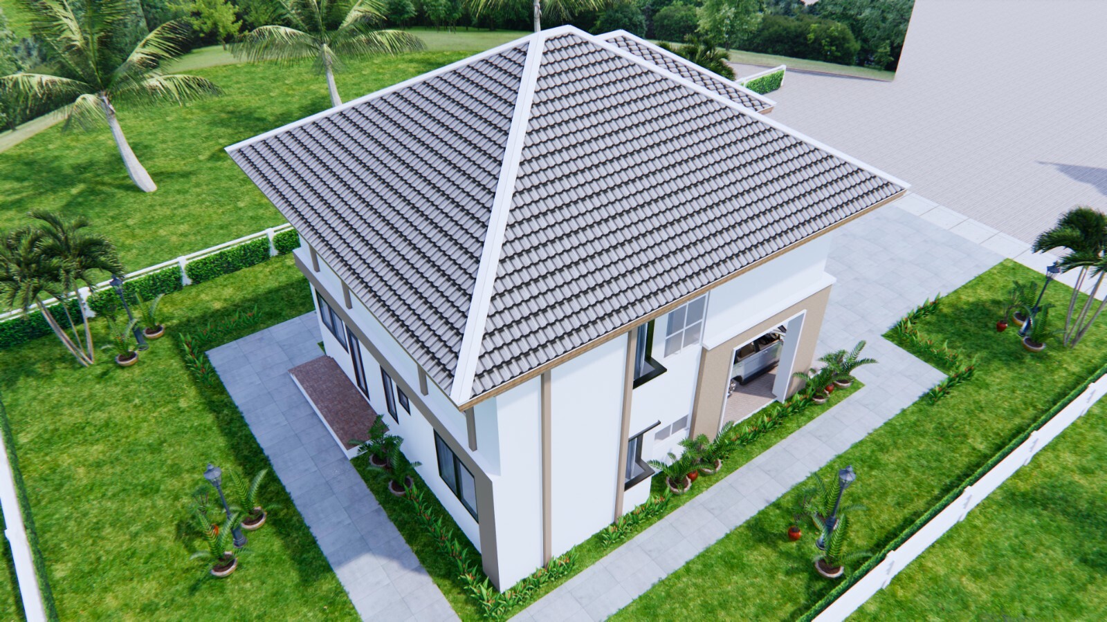 House Plans 30×36 Feet 9×11 Meter 4 Beds 3 Bath Hip Roof PDF Plan (A4 Hard Copy)