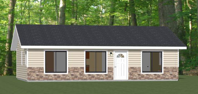36×24 House — 3 Bedroom 2 Bath — 864 sq ft — PDF Floor Plan — Model 5A