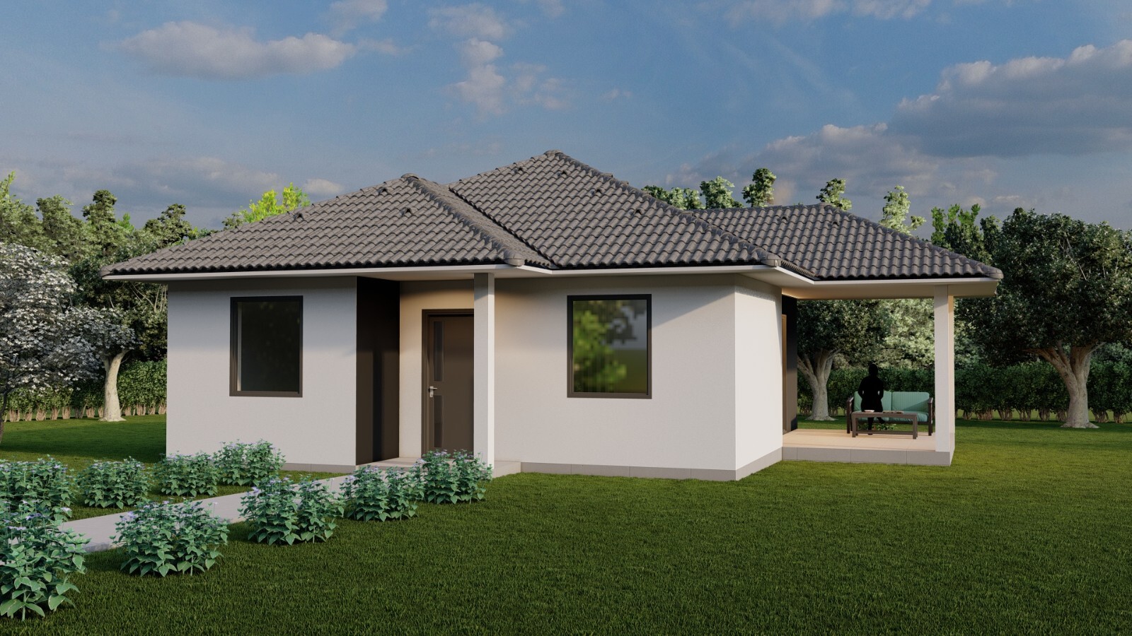 Tiny Single Story House Plans 595SQF/55.3m2 Modern Small House Blueprints