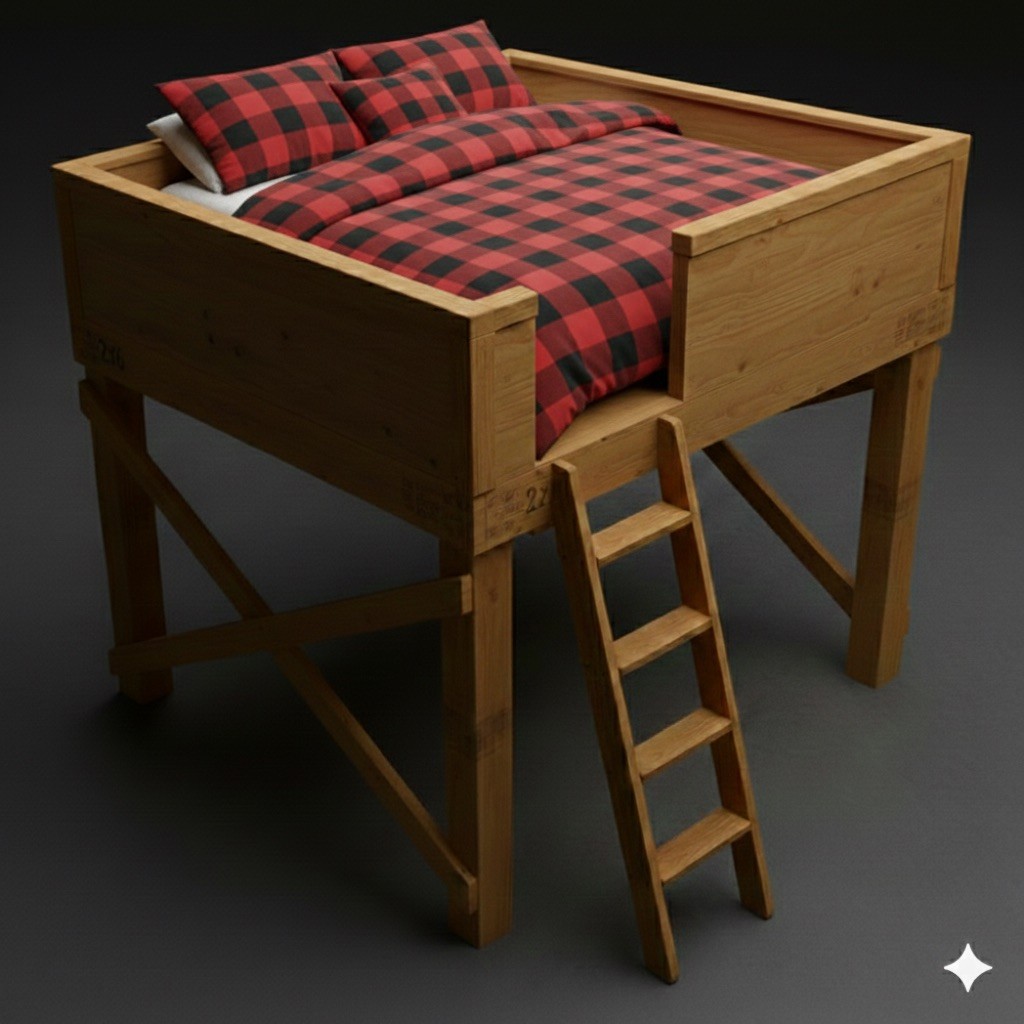 DIY 8ft x 7ft Loft Bed /Storage Platform Plans – Lightweight Space-Saving Design
