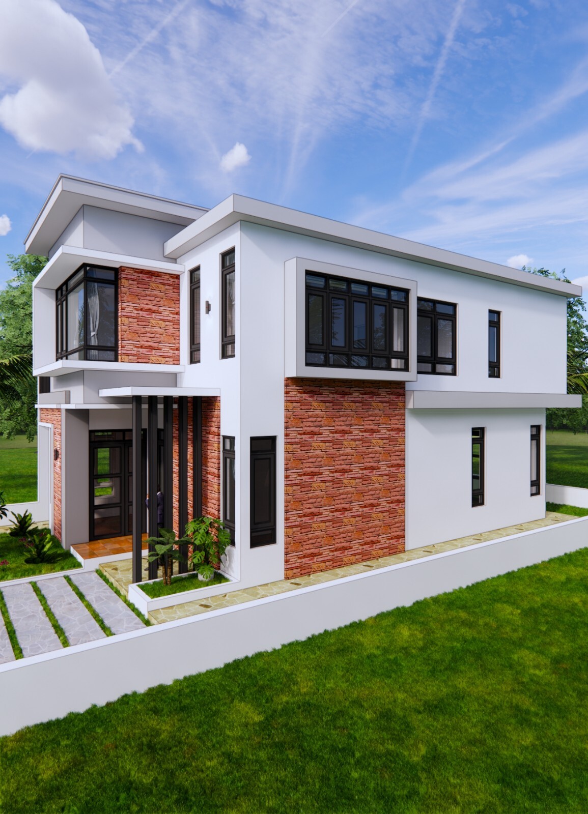 26×40 Feet House Plan 8×12 Meter 4 Bed 3 Bath Flat Roof PDF Plan (A4 Hard Copy)