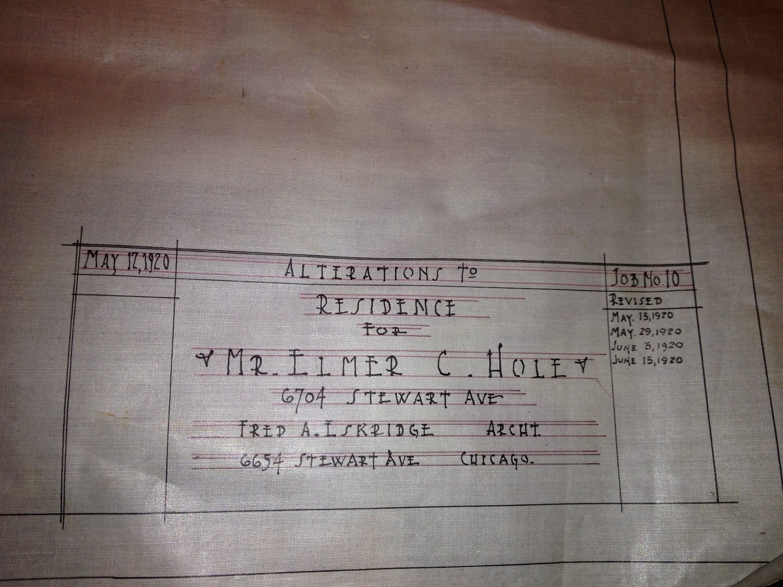 Vintage 1920 ALTERATIONS TO RESIDENCE FLOOR PLANS 1st & 2nd Floors Chicago,IL