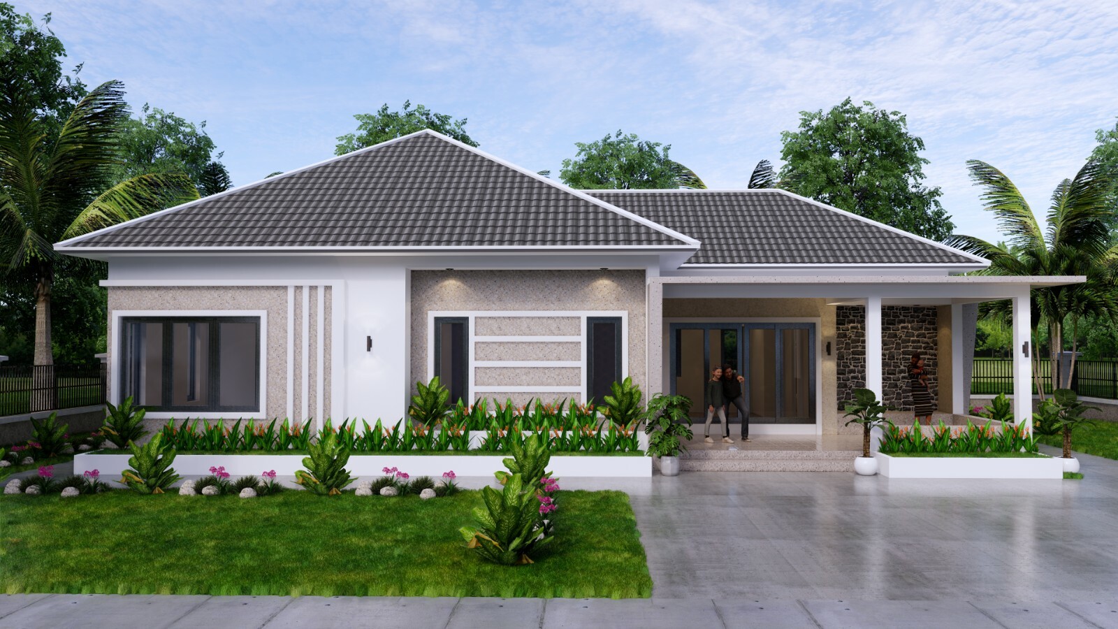 49×30 Feet House Design Plan 15×9 Meter 3 Beds 3 Baths Hip Roof (A4 Hard Copy)