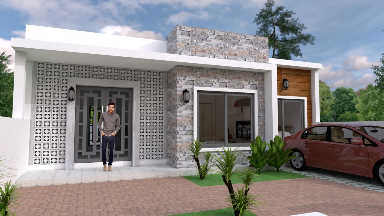 33×25 Feet Modern House Plan 10×7.5 Meter 2 Beds 2 Baths Terrace (A4 Hard Copy)