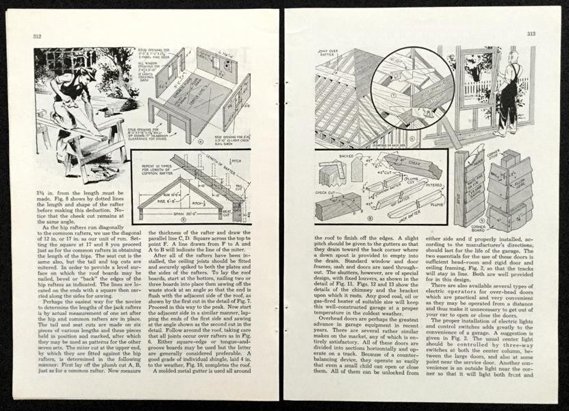 20′ X 20′ Two Car Garage 1939 How To build PLANS Hip Roof Wood frame