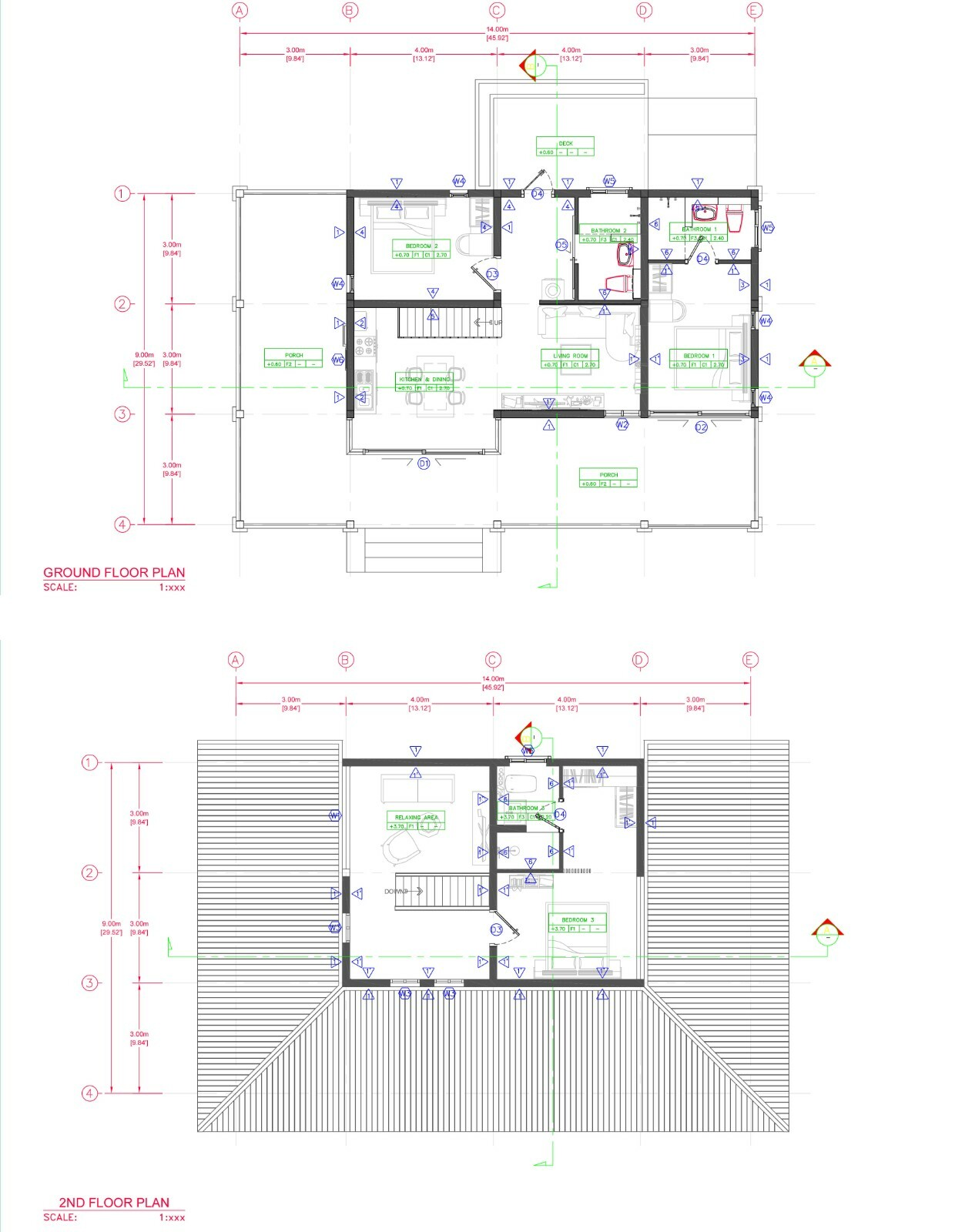 49×30 Feet House Design Plan 14×9 Meter 3 Bedrooms PDF Full Plans (A4 Hard Copy)