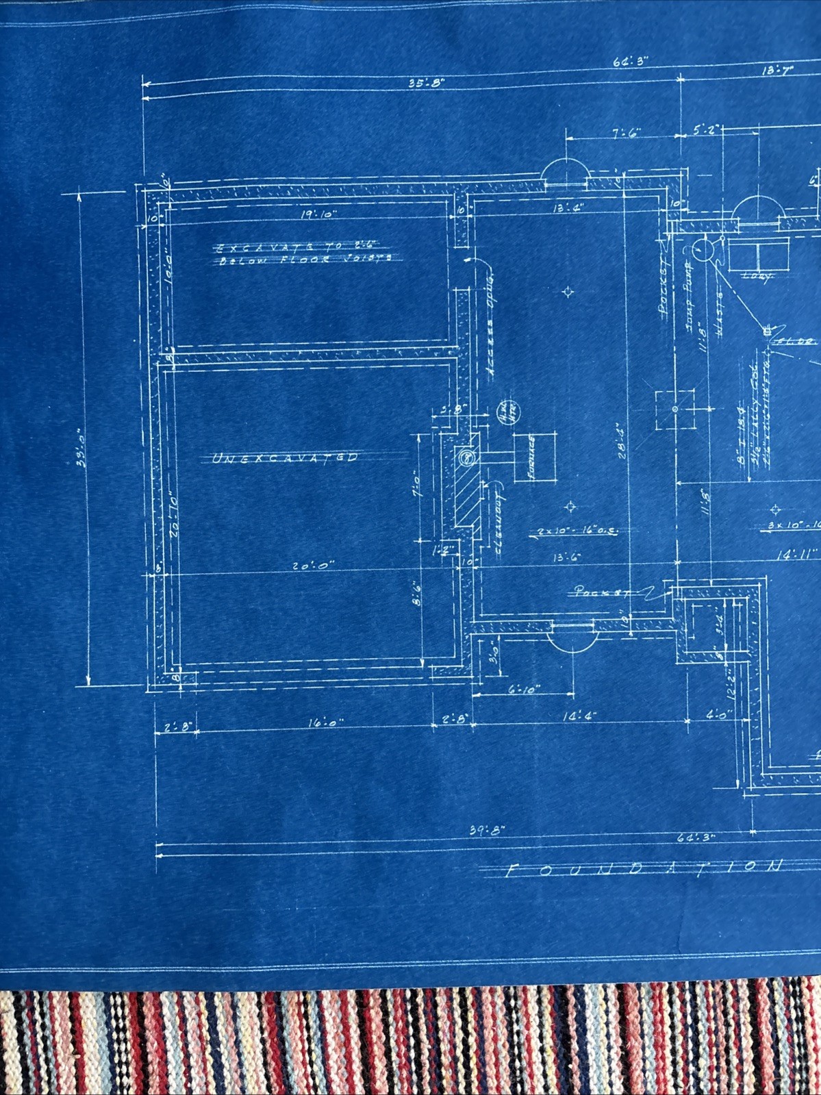 Vintage 1950s Original Blueprints Set – Mid Century Ranch House