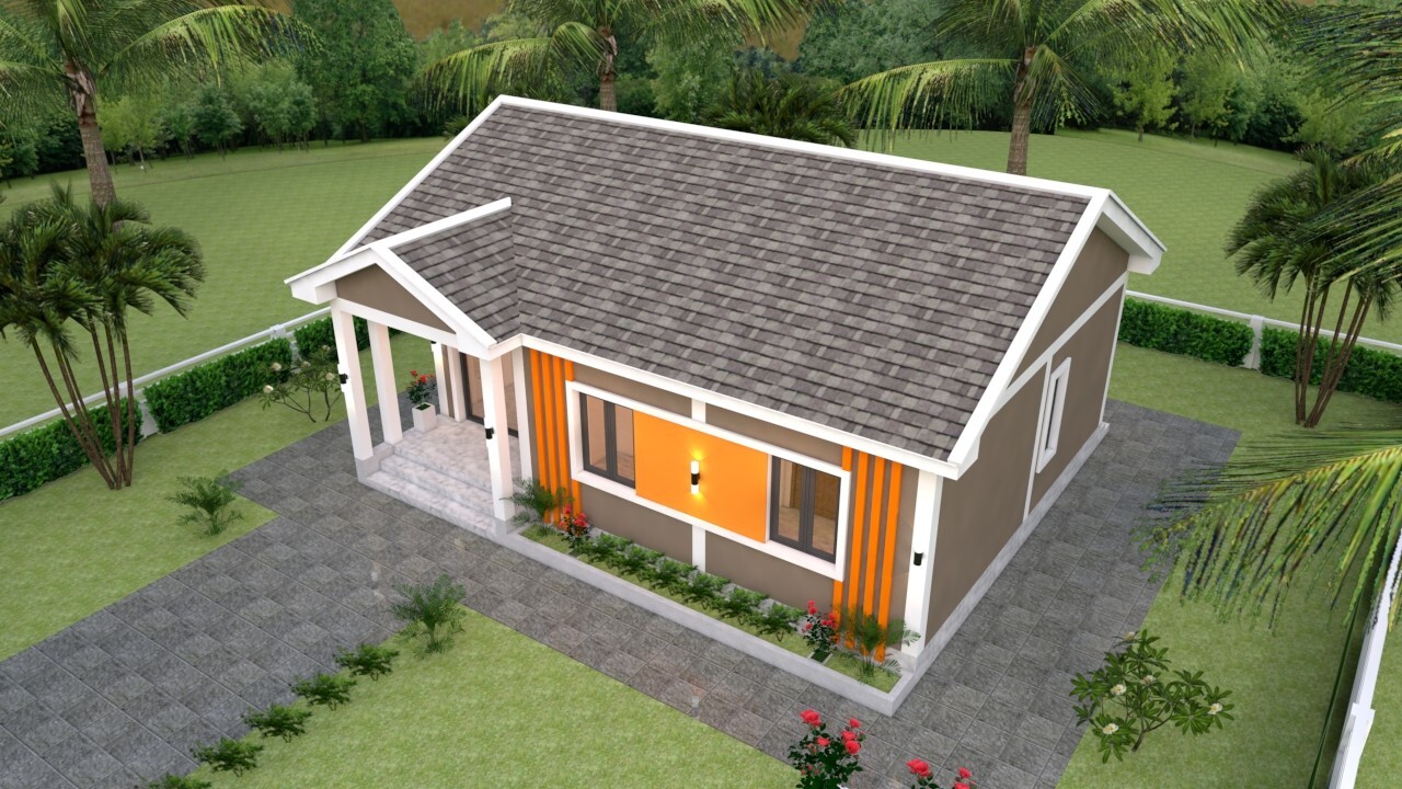 30×23 Feet Small House 9×7 Meter 2 Bed 1 Bath Gable Roof PDF Plan (A4 Hard Copy)