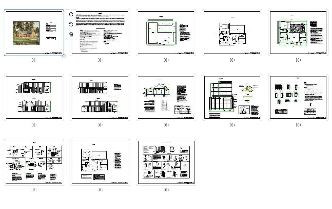 Cottage Plan – 3 Beds 2 Baths , 1204 sq ft, L-Shaped Small House Blueprints