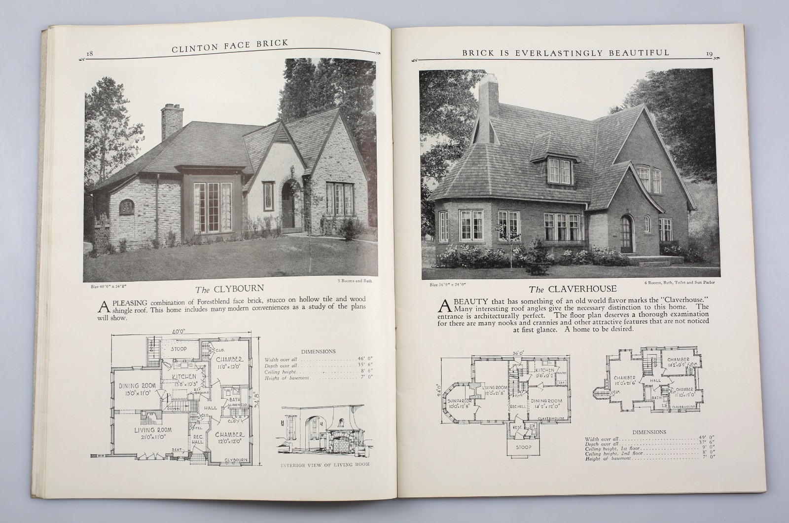 Vintage Beauty in Brick Home House Plans Catalog circa 1920s Clinton Face Brick