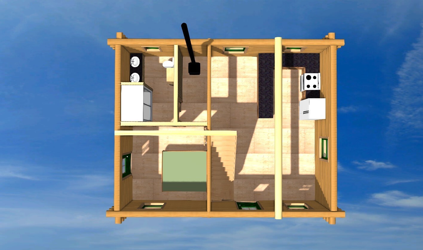 16′ x 30′ White Pine D-Log Cabin with Porch Package – WHOLESALE Price