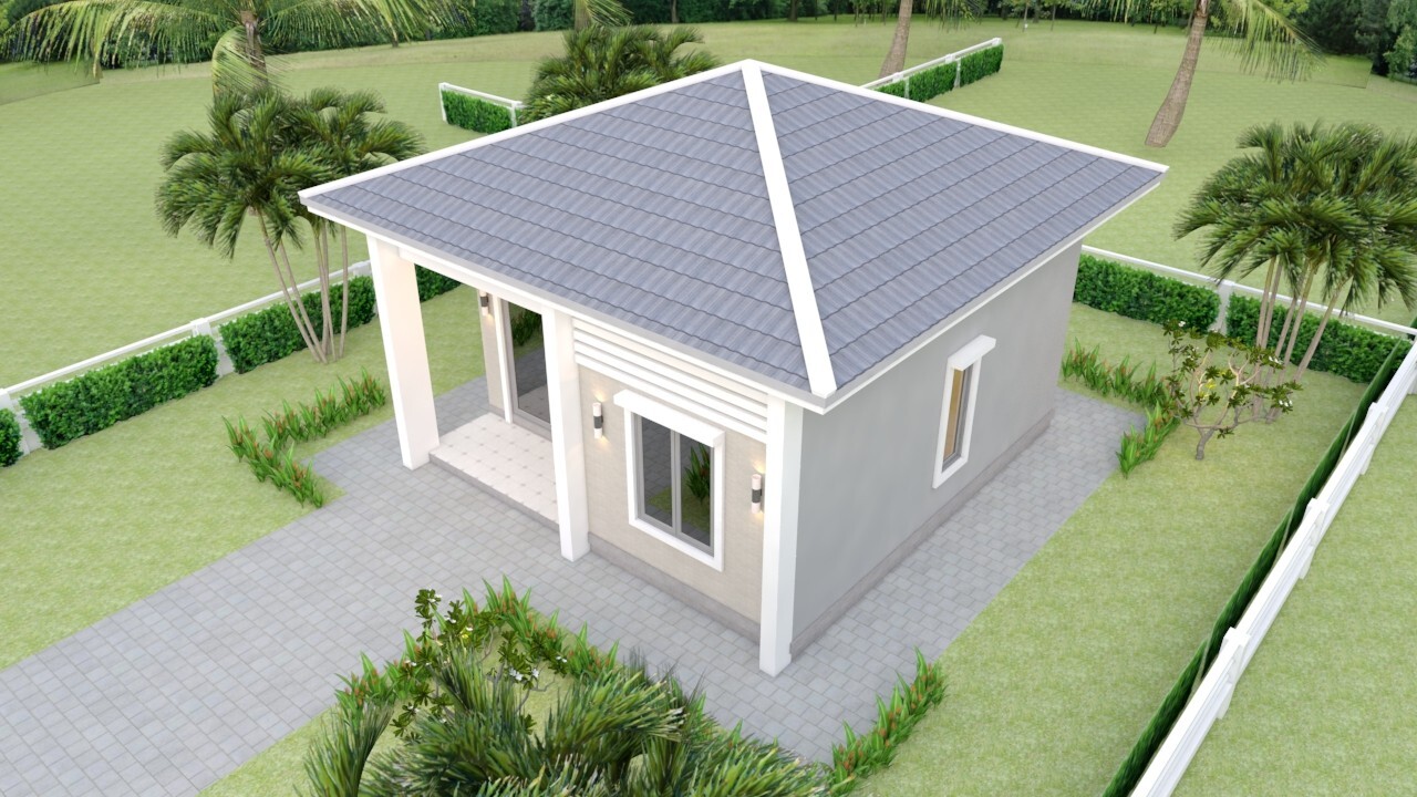 21×21 Feet Tiny House Plans 6.5×6.5 Meter 1 Bed 1 Bath Hip Roof (A4 Hard Copy)