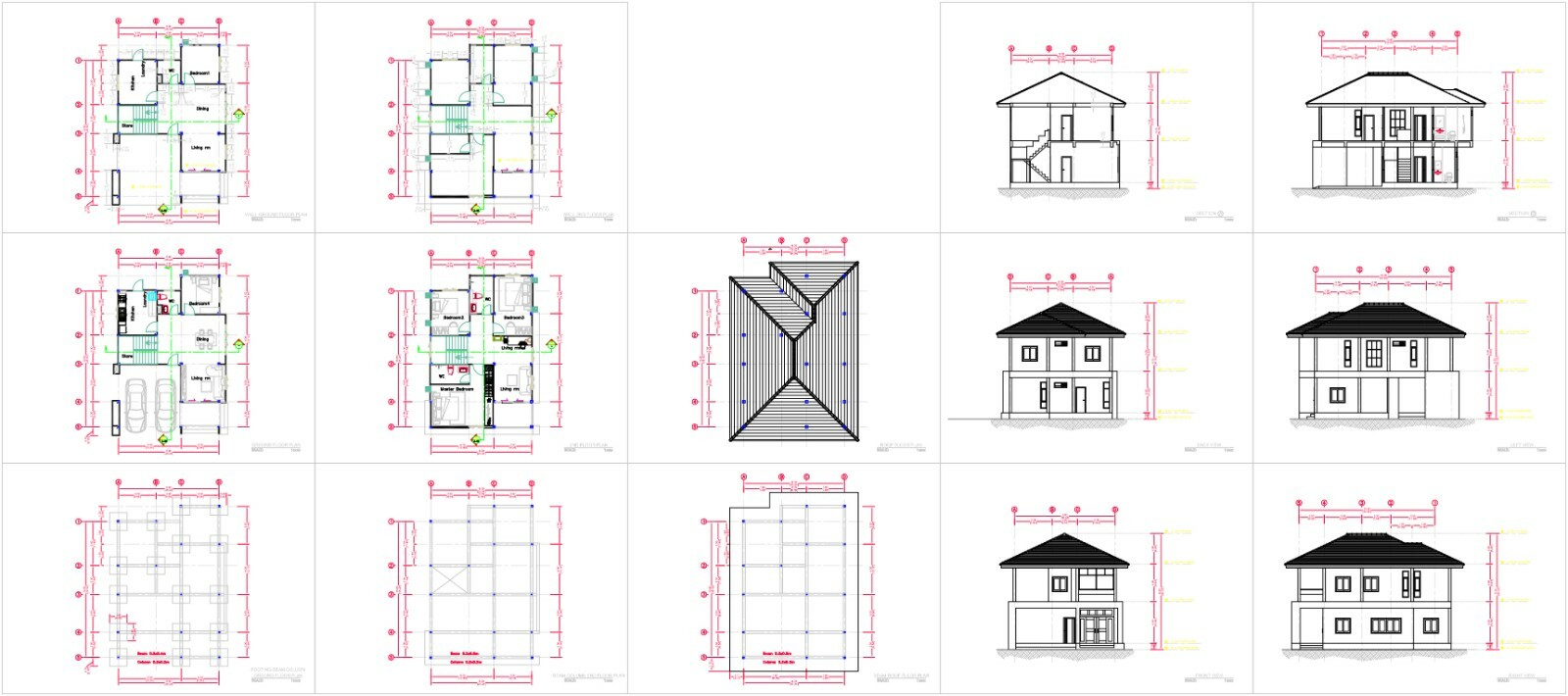 Small House Design 8×10 Meter 27×40 Feet 4 Beds 3 Baths Hip Roof (A4 Hard Copy)