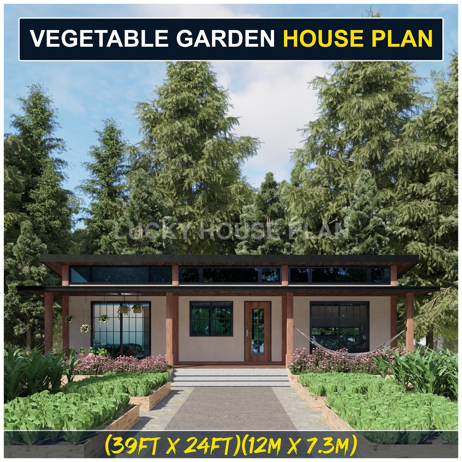 Custom House Plan (Vegetable Garden) 1BedRoom 1Bathroom,PDF+CAD File+3D SketchUP