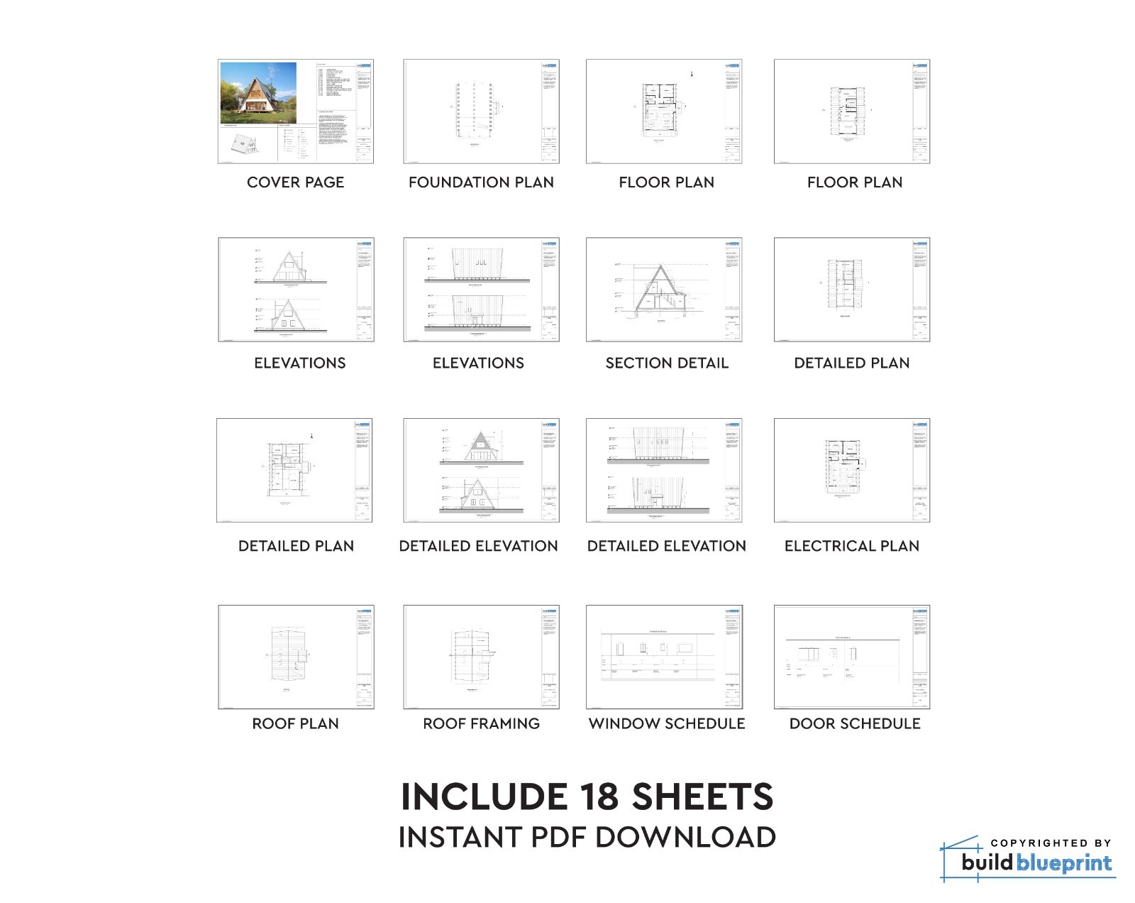 30′ x 42′ A-Frame Modern Getaway Cabin Architectural Plans – PDF Download