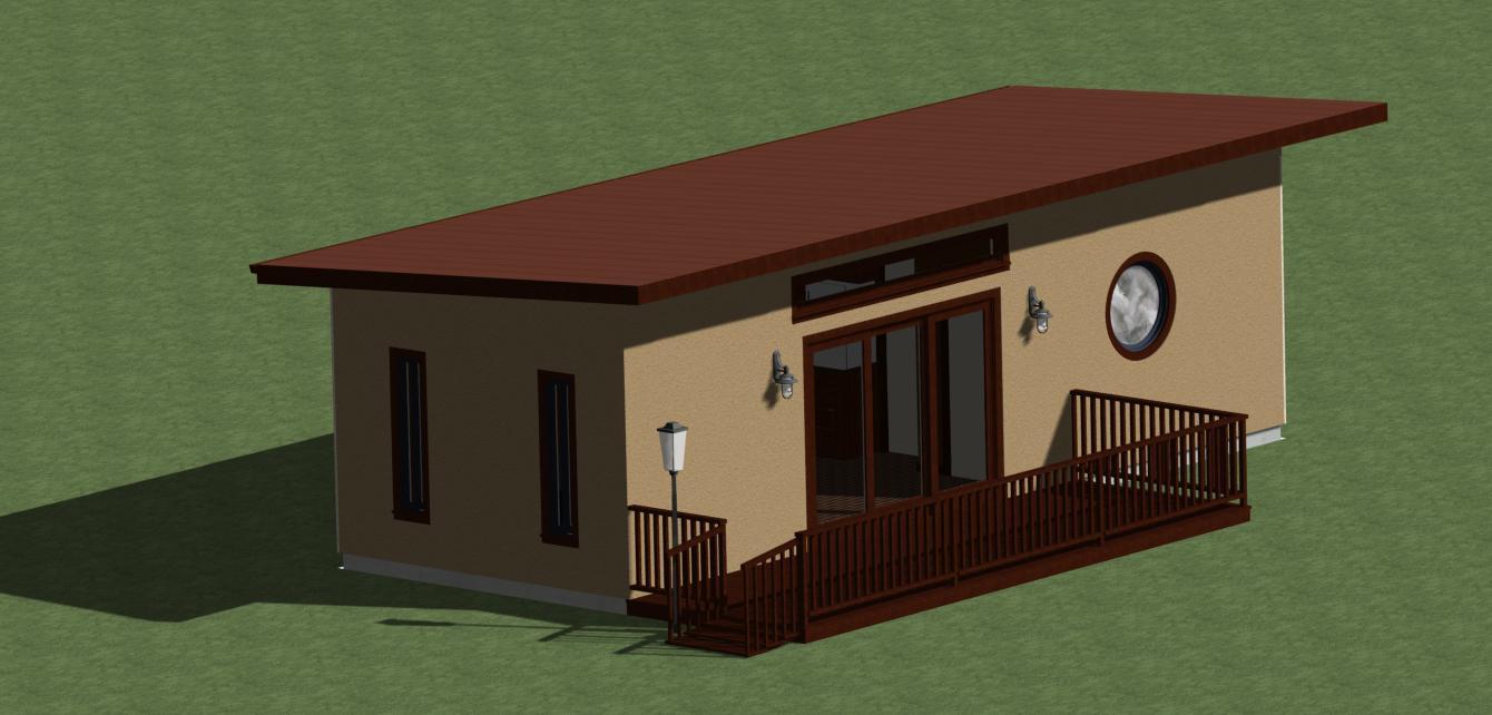 ADU/Tiny House Plans 384 square feet with outdoor deck.