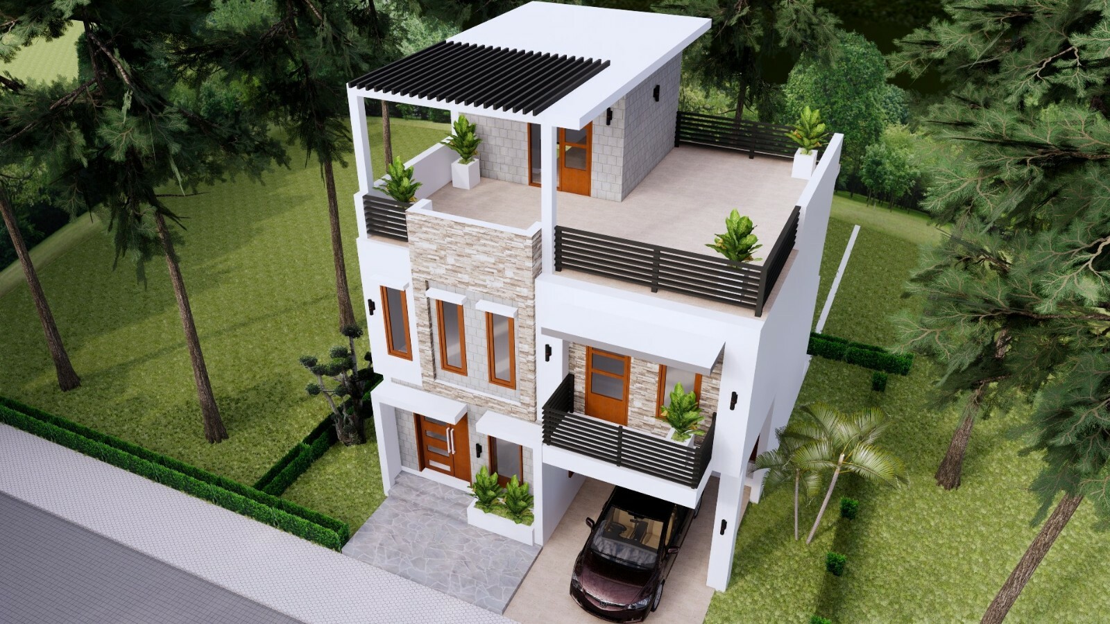 26×36 Feet Small House Plan 8×11 Meter 3 Beds 3 Baths Terrace Roof A4 Hard Copy