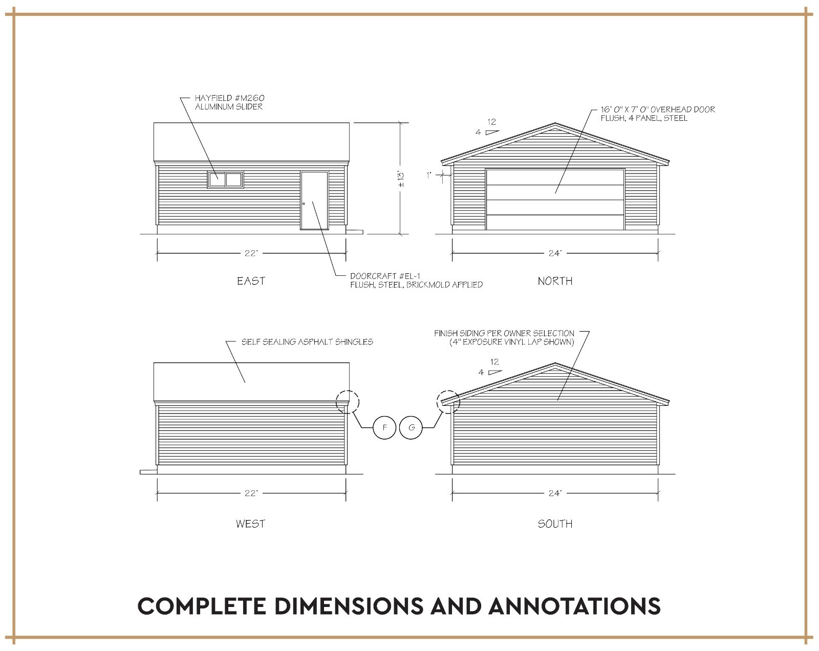 24′ X 22′ Standard Two Car Garage Construction Plans – PDF Download