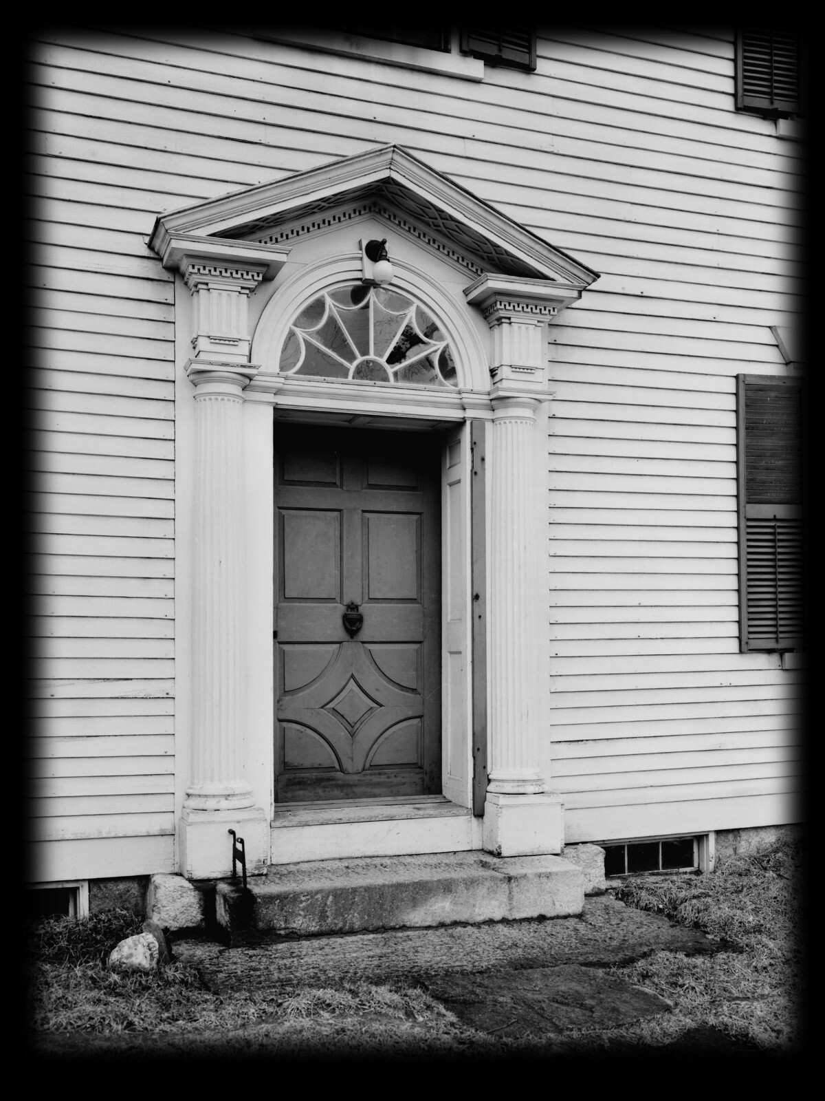 Federal style wood house, Traditional Colonial home, architectural blueprints