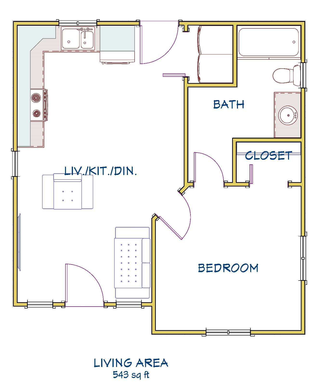 Custom Modern Cabin Plans – 1 Bed 1 Bath 543 sqft – $68,000 (Cost to Build)