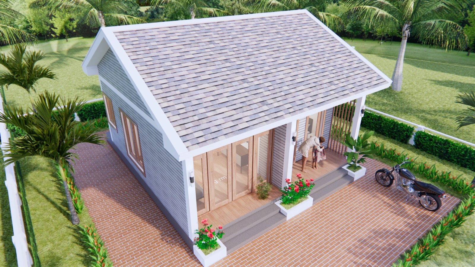 23×23 Small House Design 7×7 Meter Gable Roof 1 Bed 1 Bath (A4 Hard Copy)