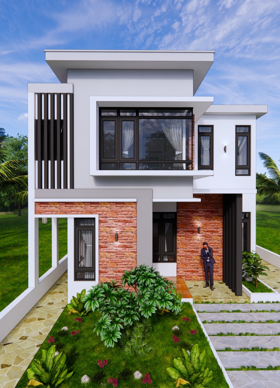 26×40 Feet House Plan 8×12 Meter 4 Bed 3 Bath Flat Roof PDF Plan (A4 Hard Copy)