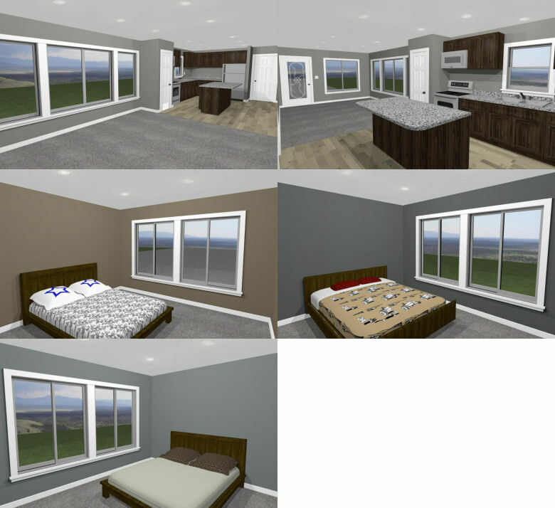 46×48 House – 3 Bedroom 2 Bath 1 RV – 1,157 sqft – PDF Floor Plan – Model 4
