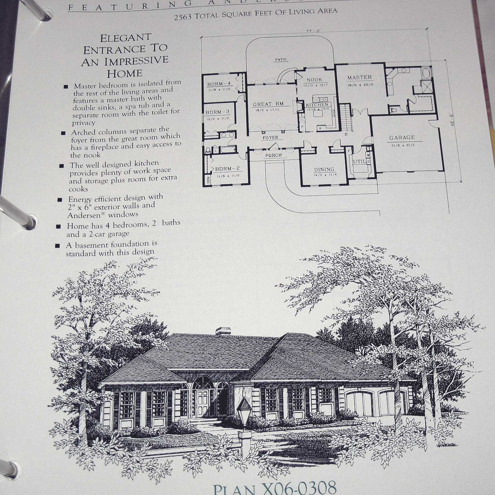 1995 Binder Book of Home Plans Featuring Andersen Windows Contractor’s Edition