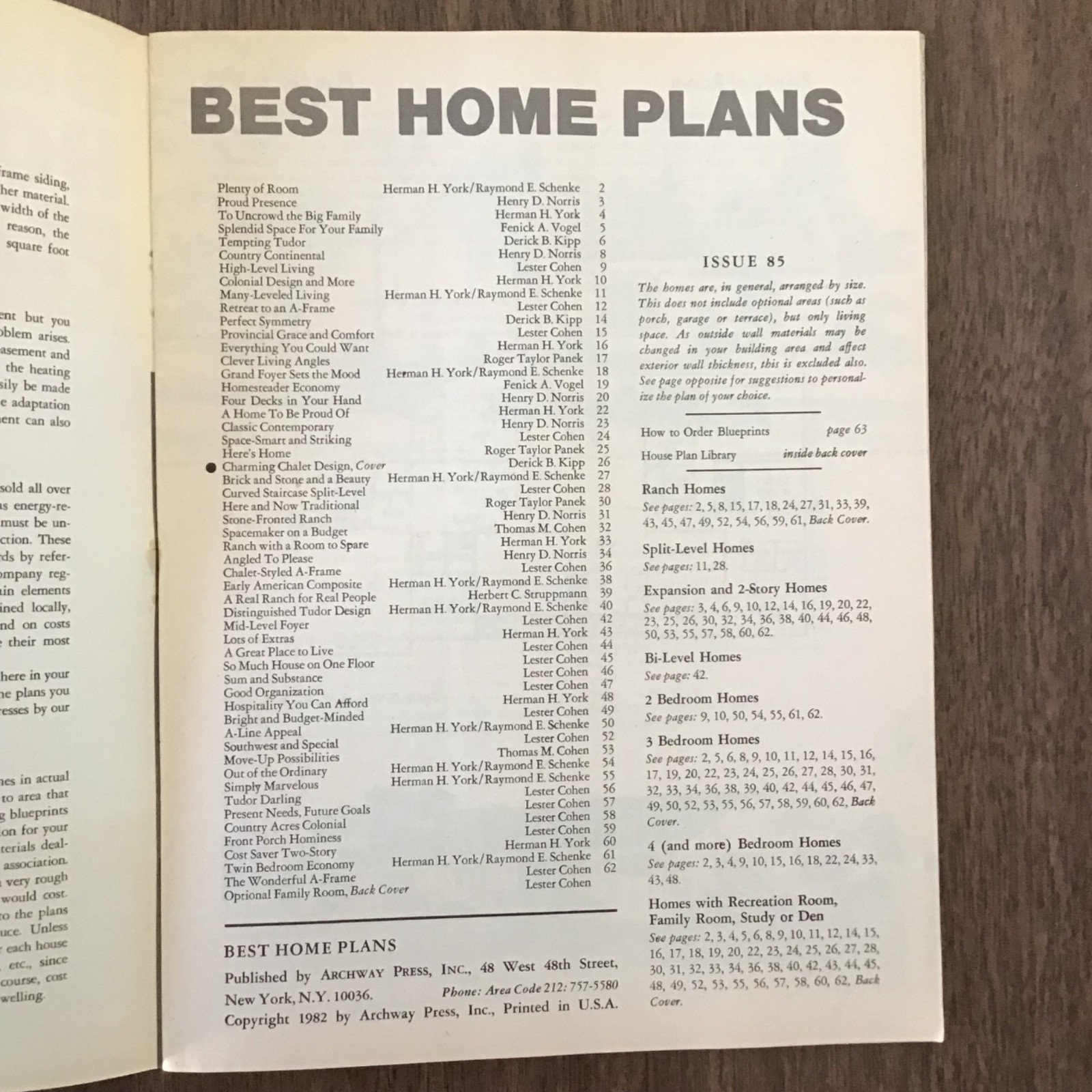 1982 YEAR Vintage Contemporary BEST Home Plans HOUSE Floor Plans Book SEE INDEX