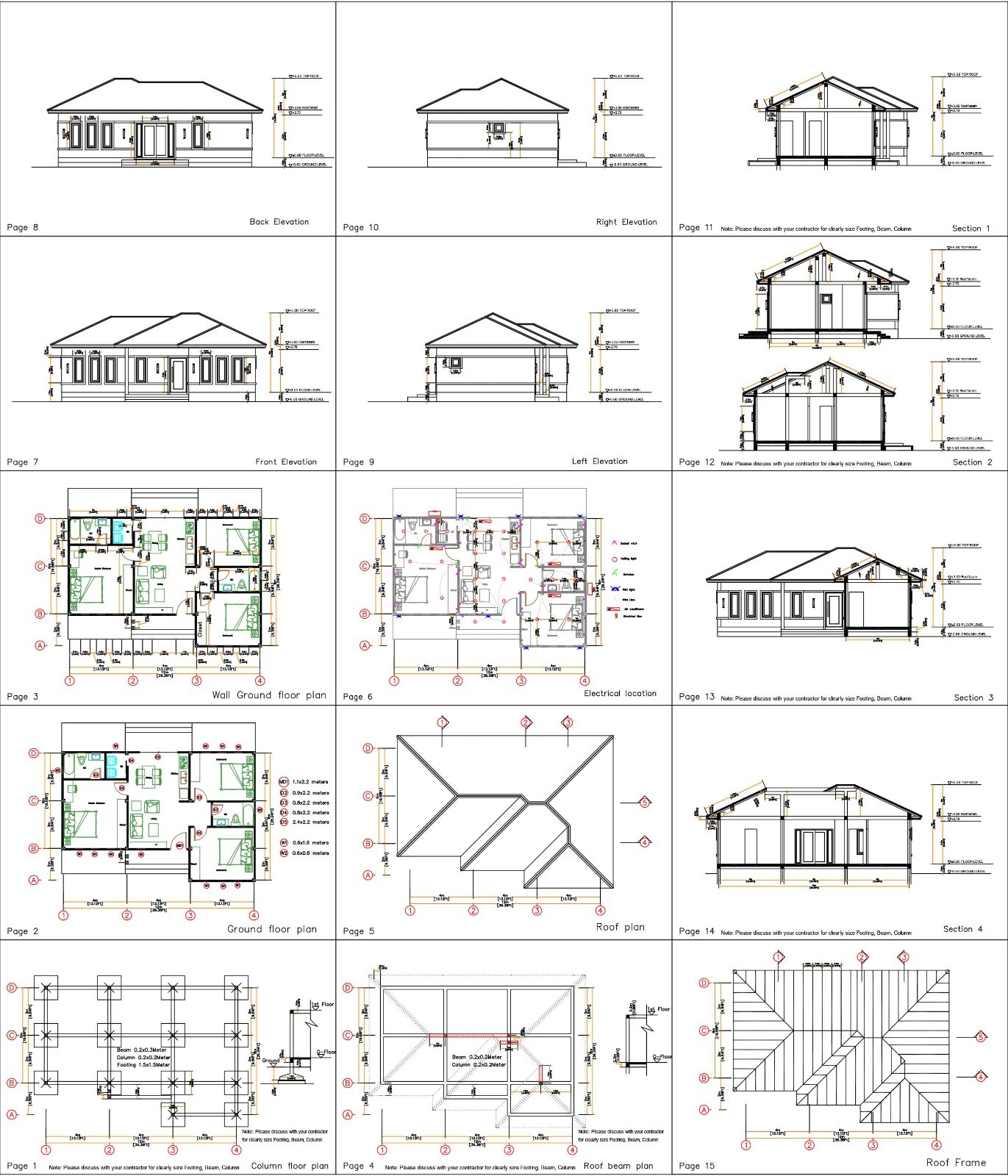 40×26 Feet Modern Farmhouse Designs 12×8 Meters 3 Beds 2 Baths (A4 Hard Copy)