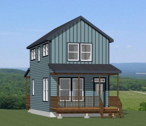 16×28 House — 2 Bedroom 1.5 Bath — PDF Floor Plan — 814 sq ft — Model 5C