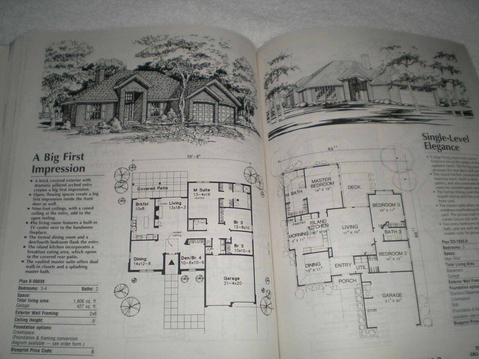 Sunset One-Story Living House Plans 1992