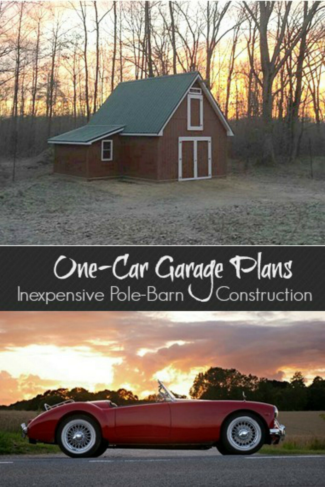 One-Bay Car Barn Plans with Lofts – 3 Different Sets of Pole-Barn Plans (G1)