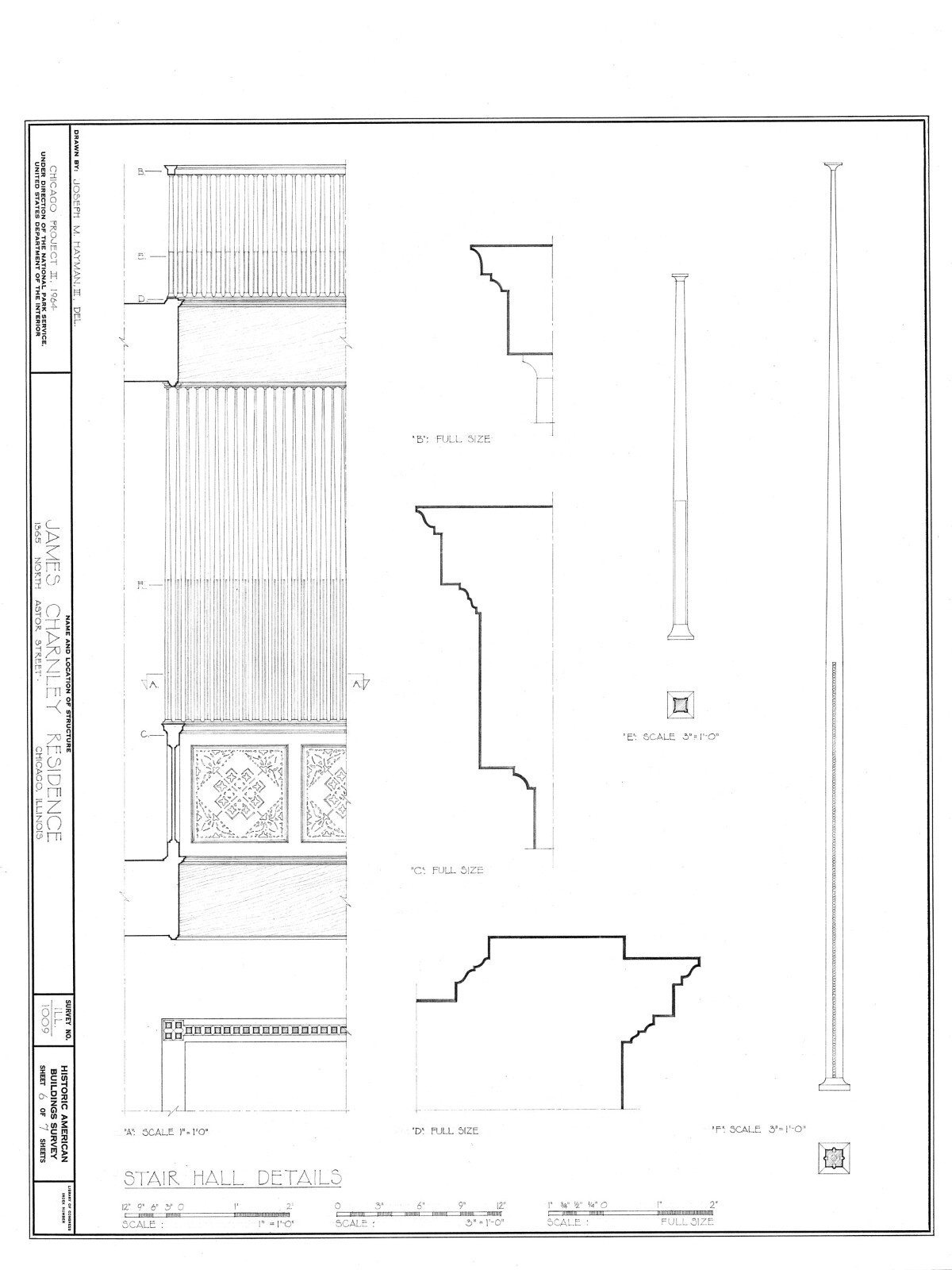 Frank Lloyd Wright Prairie Style home, architectural drawings, Charnley House