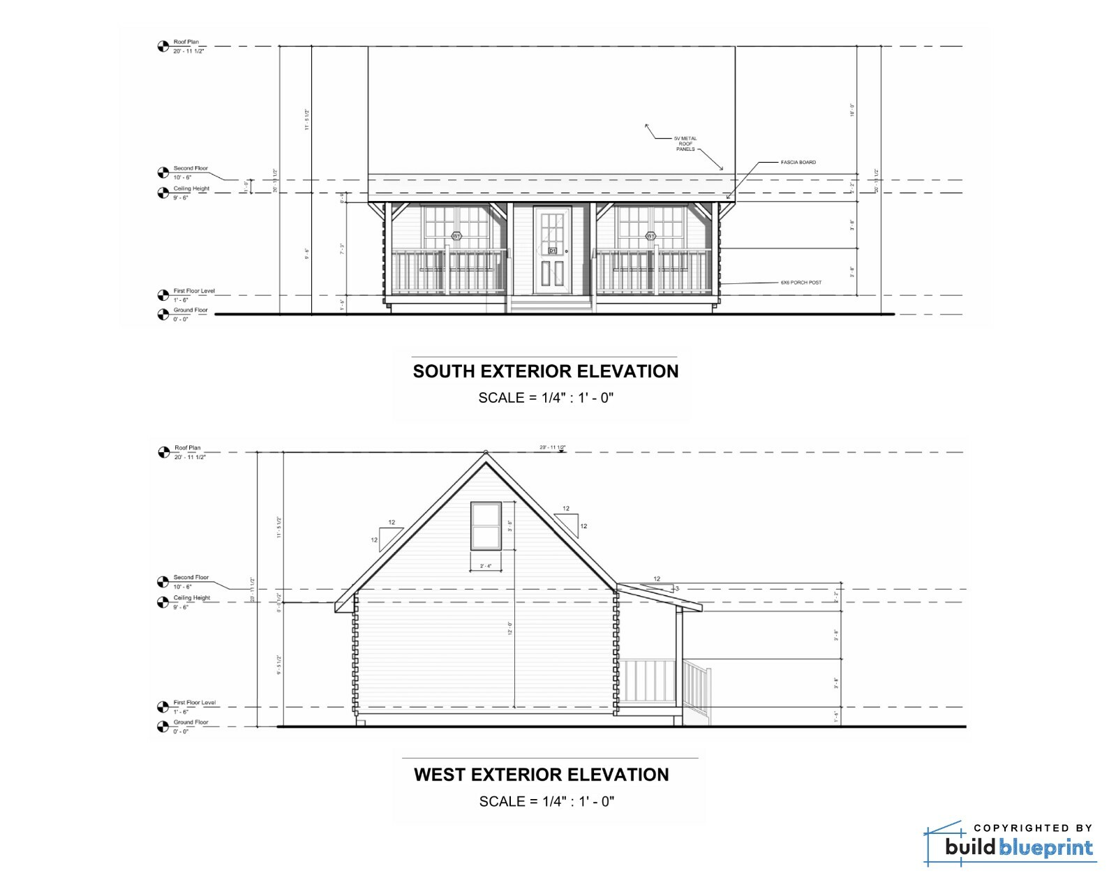 Modern 2 Bedroom Cabin w/ Loft Architectural & Construction Plans – PDF Download