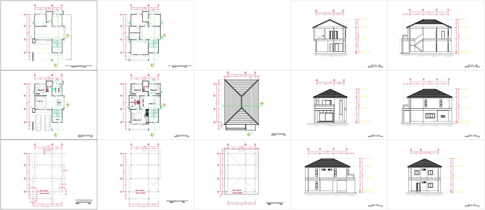 Small House Plan 7.5×11.7 Meter 25×40 Feet 4 Beds Full PDF Plans (A4 Hard Copy)