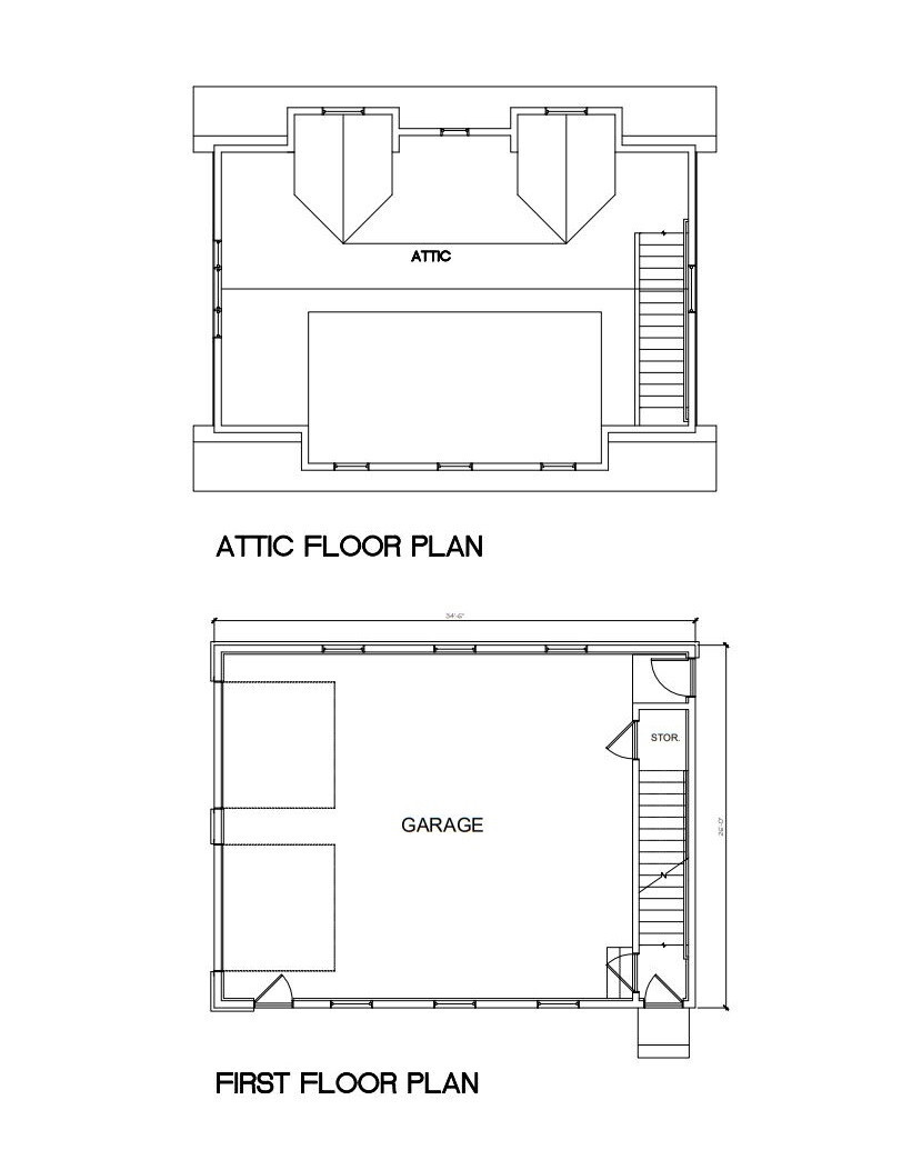 Custom Garage with Loft Building Plans Blueprints 1,662 sq ft PDF files