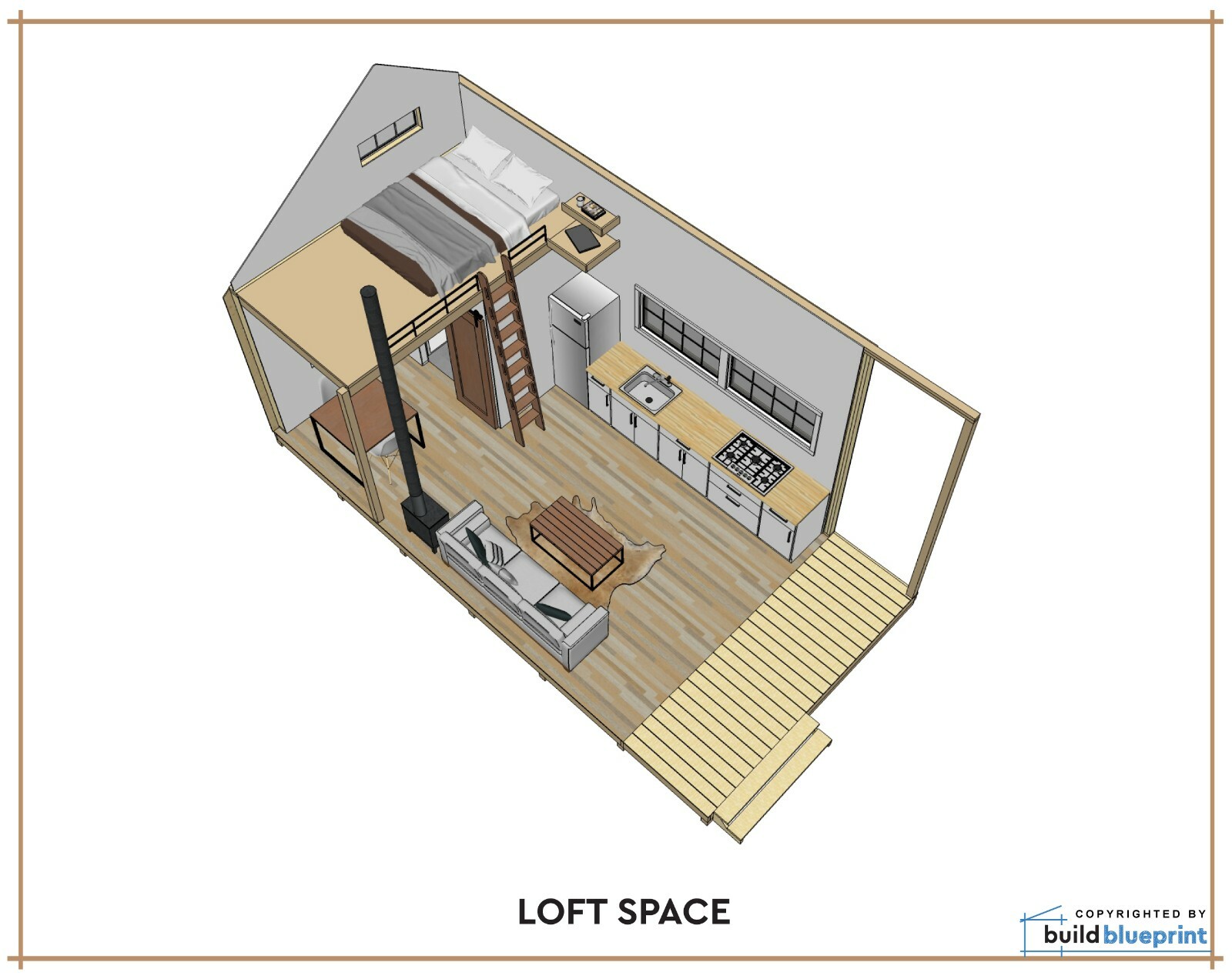300SF Small Cabin w/ Loft DIY Plans – Tiny House Build Instructions PDF Download